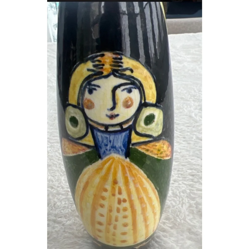 Rare 1969 San Marino Ceramica Titano Hand Painted 9” Day of Dead Vase AD Signed